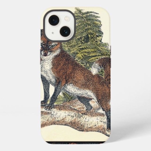 Rustic Fox Stepping on a Tree Trunk Iphone Case (Back)