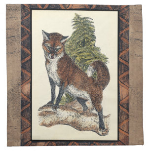 Rustic Fox Stepping on a Tree Trunk Napkin