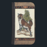 Rustic Fox Stepping on a Tree Trunk Wallet Phone Case For Samsung Galaxy S4<br><div class="desc">This rustic print illustrates a fox in front of a pine tree. The colors are in the soft pastel range and the framing of the picture has traditional motives in the brown gama. This designs would be a perfect addition to your country house decoration.</div>