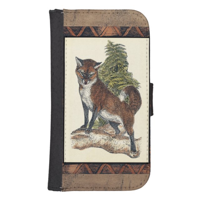 Rustic Fox Stepping on a Tree Trunk Samsung Galaxy Wallet Case (Front)