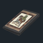 Rustic Fox Stepping on a Tree Trunk Tri-fold Wallet<br><div class="desc">This rustic print illustrates a fox in front of a pine tree. The colors are in the soft pastel range and the framing of the picture has traditional motives in the brown gama. This designs would be a perfect addition to your country house decoration.</div>