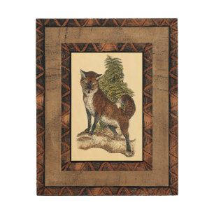 Rustic Fox Stepping on a Tree Trunk Wood Wall Decor