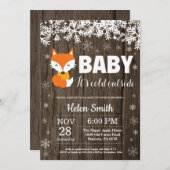 Rustic Fox Winter Baby Shower Invitation (Front/Back)