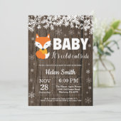 Rustic Fox Winter Baby Shower Invitation (Standing Front)