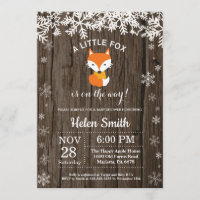 Rustic Fox Winter Baby Shower Invitation