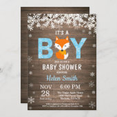 Rustic Fox Winter Boy Baby Shower Invitation (Front/Back)