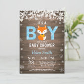 Rustic Fox Winter Boy Baby Shower Invitation (Standing Front)