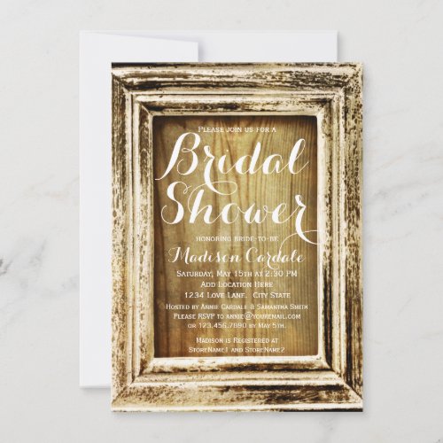Rustic Frame Barn Wood Bridal Shower Invitations