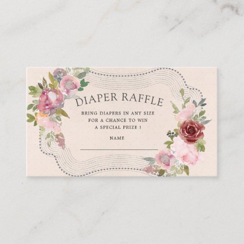 rustic frame floral diaper raffle ticket enclosure card