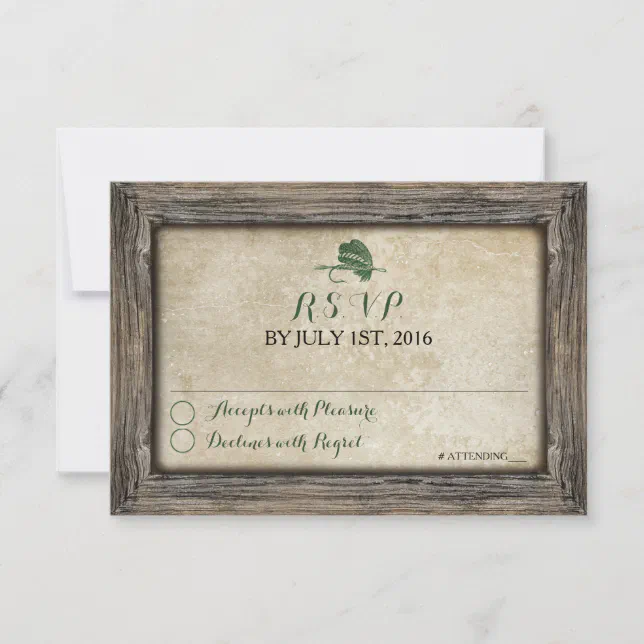 Rustic Framed Fishing Lure RSVP Card Zazzle