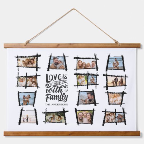 Rustic Frames BlackWht Love Is Family ID1015 Hanging Tapestry