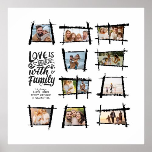 Rustic Frames BlackWht Love Is Family ID1015 Poster