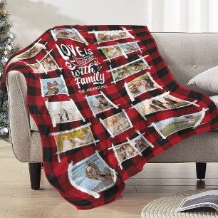 Rustic Frames Buffalo Plaid Photo Collage ID1015 Fleece Blanket