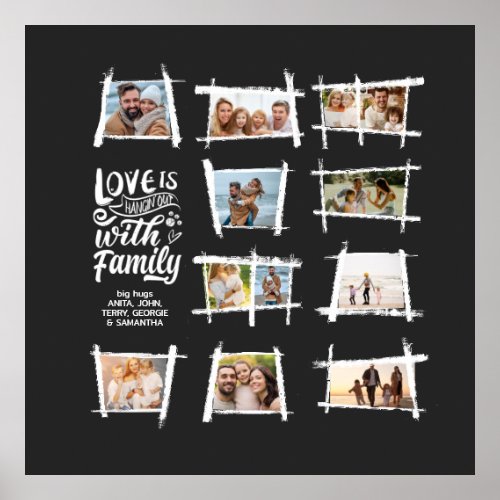 Rustic Frames WhiteBlk Love Is Family ID1015 Poster