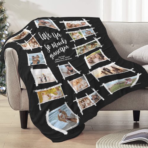 Rustic Frames WhiteBlk Love Ya Grandpa ID1015 Fleece Blanket