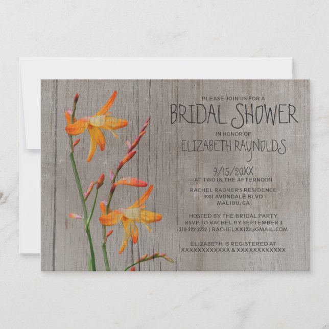 Rustic Freesia Bridal Shower Invitations (Front)