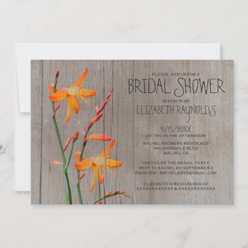 Rustic Freesia Bridal Shower Invitations