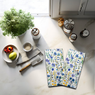 Rustic French Blue Garden Wildflowers Cloth Napkin