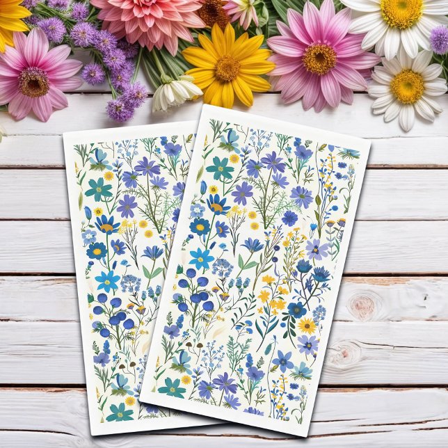 Rustic French Blue Garden Wildflowers Paper Guest Towels (Creator Uploaded)