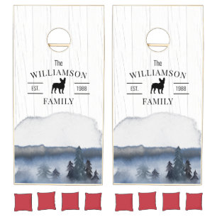 Rustic French Bulldog Elegant Family Cornhole Set