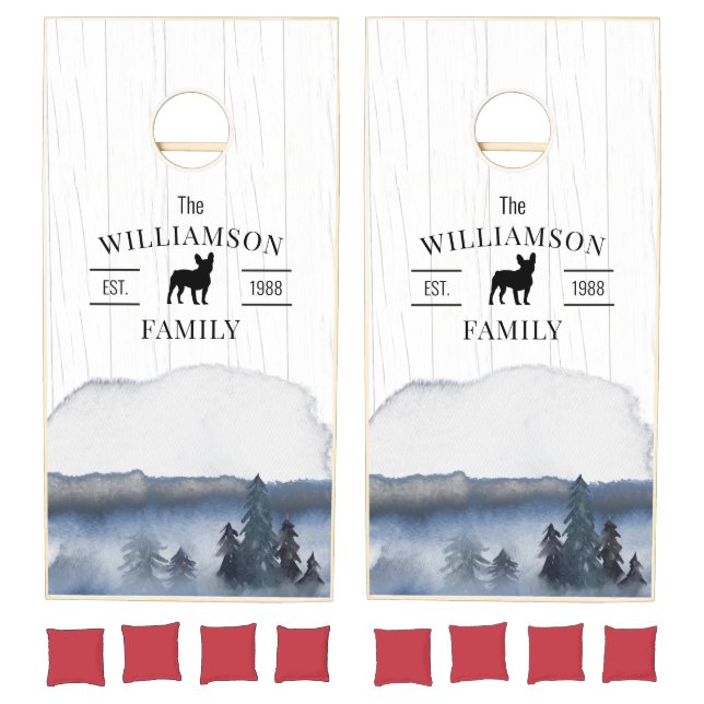 Rustic French Bulldog Elegant Family Cornhole Set (Set)