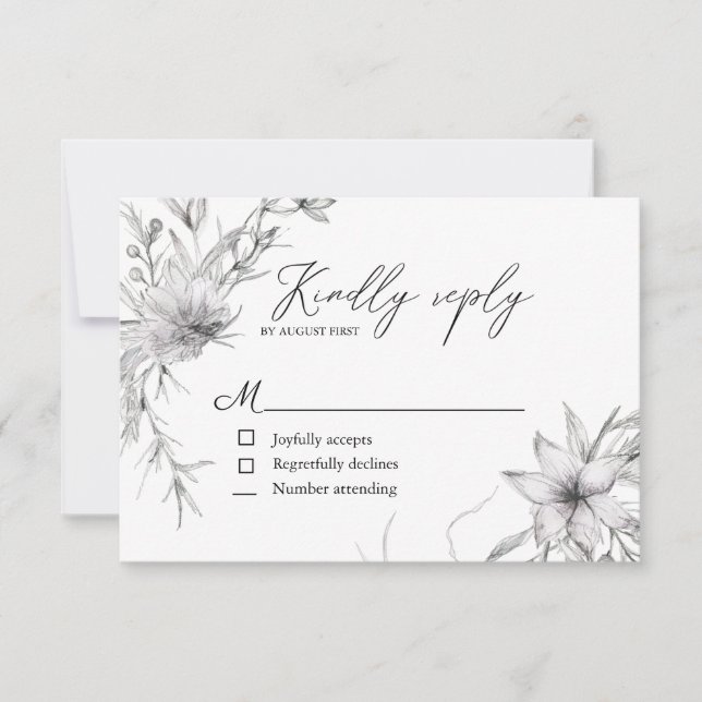 rustic french cottage botanics RSVP Card (Front)
