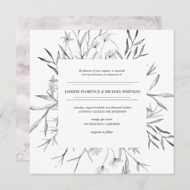 rustic french cottage botanics Wedding Invitation (Front/Back)