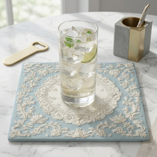 Rustic French Country Blue Vintage Victorian Art Stone Coaster