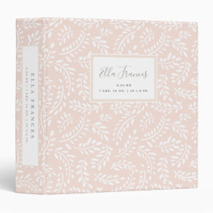 Rustic French Country Blush Pink Baby Photo 3 Ring Binder