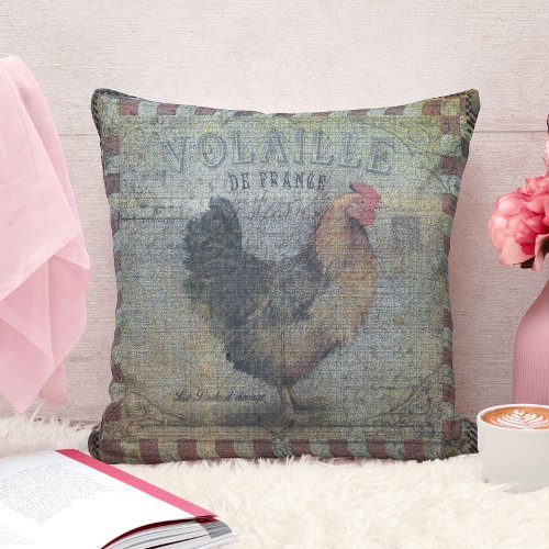 Rustic French Country Chicken Throw Pillow