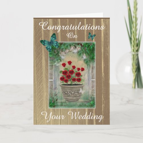 Rustic French Country Congratulations Wedding Card