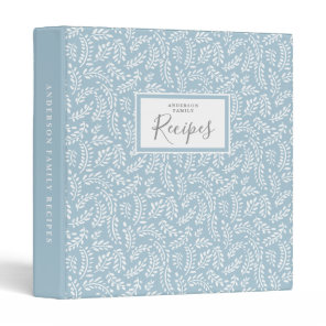 Rustic French Country Dusty Blue Family Recipe 3 Ring Binder