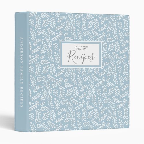 Rustic French Country Dusty Blue Family Recipe 3 Ring Binder
