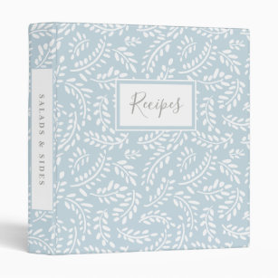 Rustic French Country Dusty Blue Recipe 3 Ring Binder