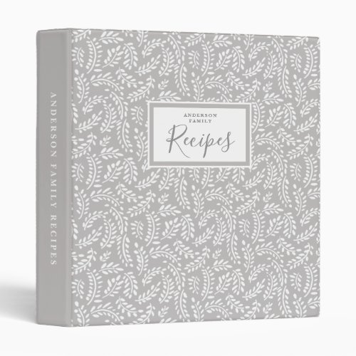 Rustic French Country Family Recipe Warm Gray 3 Ring Binder