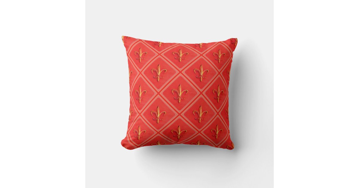 Beige Pillow, Natural Color, Gothic Style Pillow, Fleur-de-lis