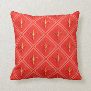 Rustic French country fleur de lis diamond pattern Throw Pillow