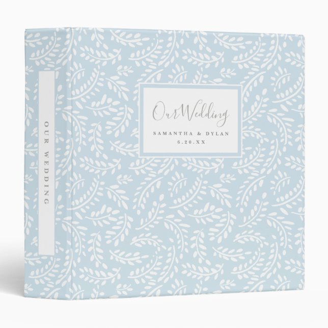 Rustic French Country Light Blue Wedding Planner 3 Ring Binder (Front/Spine)