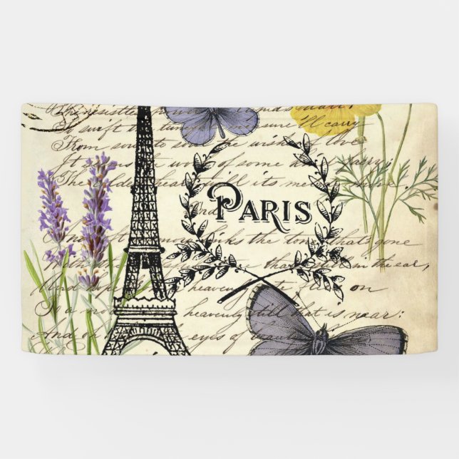 rustic french country scripts paris eiffel tower banner (Horizontal)