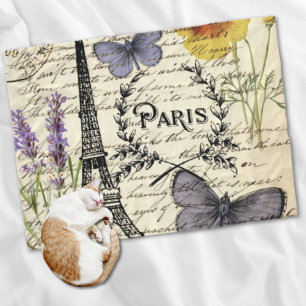 rustic french country scripts paris eiffel tower fleece blanket