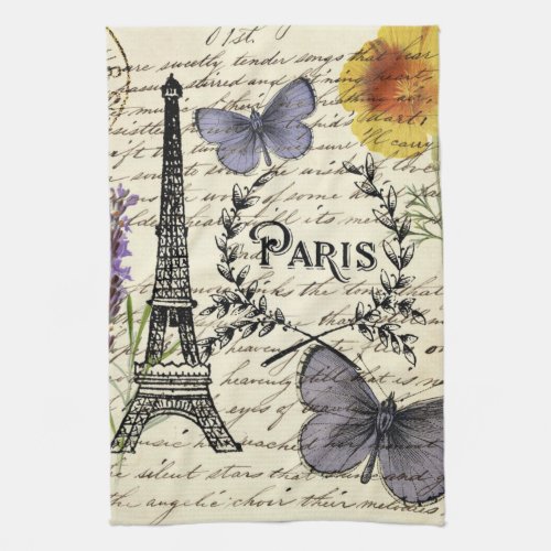 rustic french country scripts paris eiffel tower kitchen towel