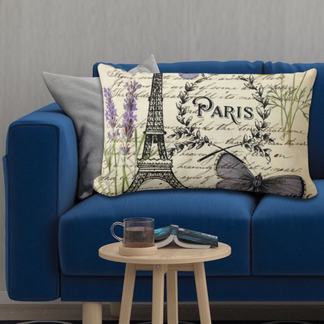 rustic french country scripts paris eiffel tower lumbar pillow (rustic french country scripts paris eiffel tower lumbar pillow)