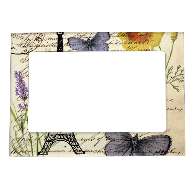 rustic french country scripts paris eiffel tower magnetic frame (Front)