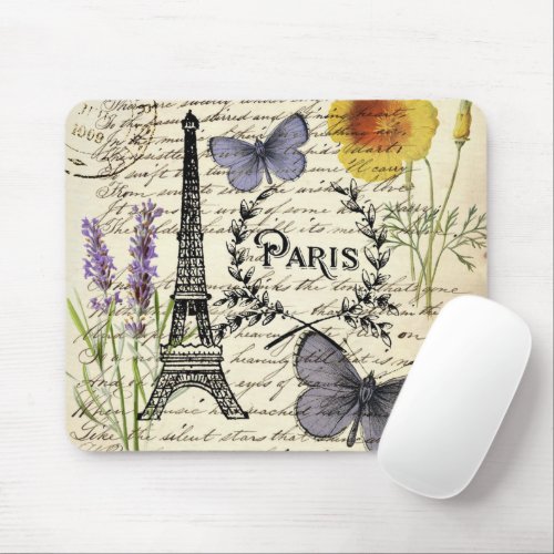 rustic french country scripts paris eiffel tower mouse pad