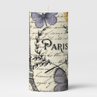 rustic french country scripts paris eiffel tower pillar candle