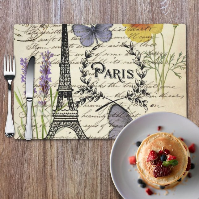 rustic french country scripts paris eiffel tower placemat (rustic french country scripts paris eiffel tower placemat)