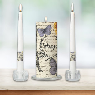 rustic french country scripts paris eiffel tower unity candle set