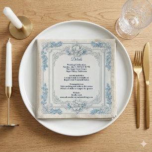 Rustic French Country Shabby Chic Decor White Blue Napkins