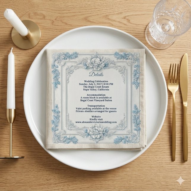 Rustic French Country Shabby Chic Decor White Blue Napkins (Rustic French Country Shabby Chic Decor White Blue Napkins)