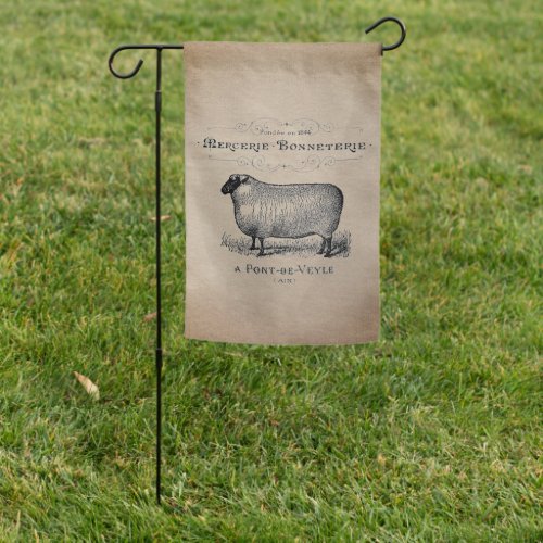 Rustic French Country Sheep Typography Farmhouse   Garden Flag